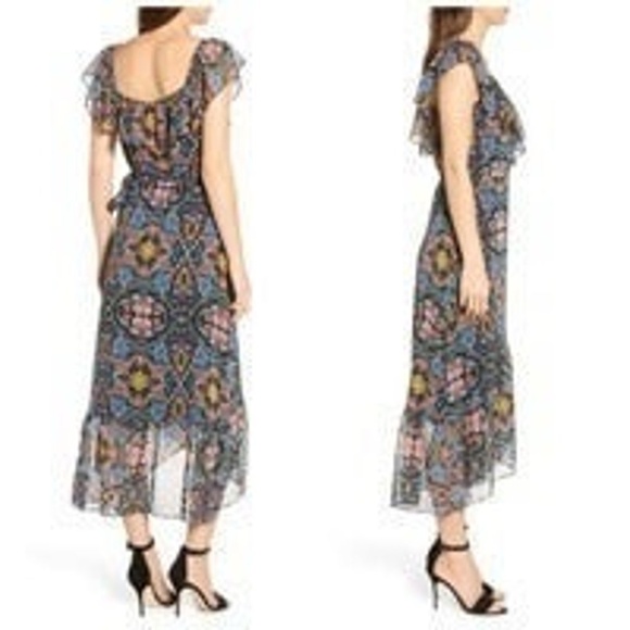 Rebecca Minkoff Jessica Floral Wrap Midi Dress Size Medium (6-8) - Picture 3 of 4